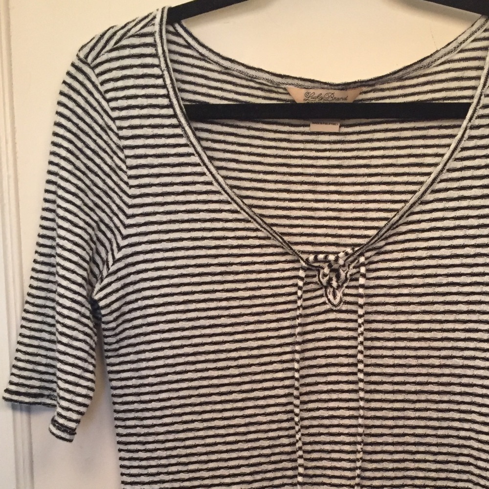 Lucky Brand Black & White Striped T-Shirt M