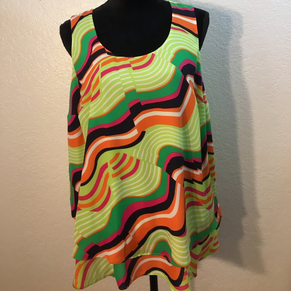 KAARI Blue Woman Lime Green & Multicolor Top