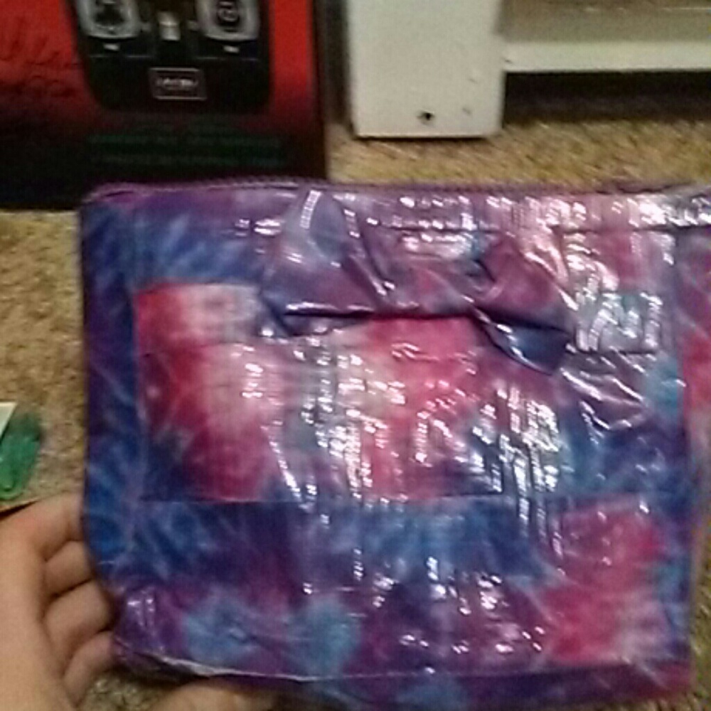 Pink and purple tie dye makeup bag