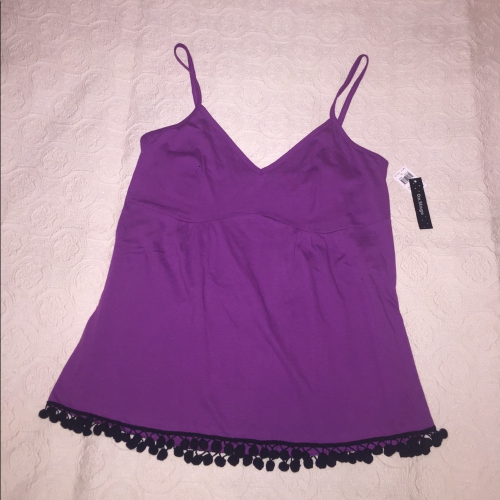 Purple Tank with Black Pom Pom Trim ✨BRAND NEW✨