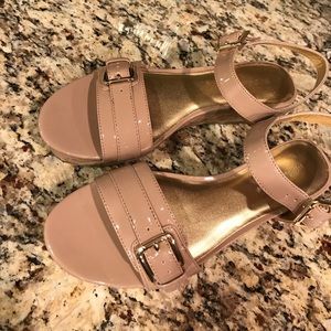 BCBG generation nude patent platform sandal 7.5