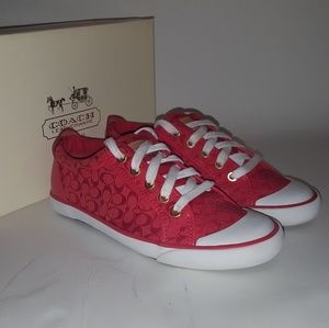 COACH Barrett Red Signature Logo Sneakers