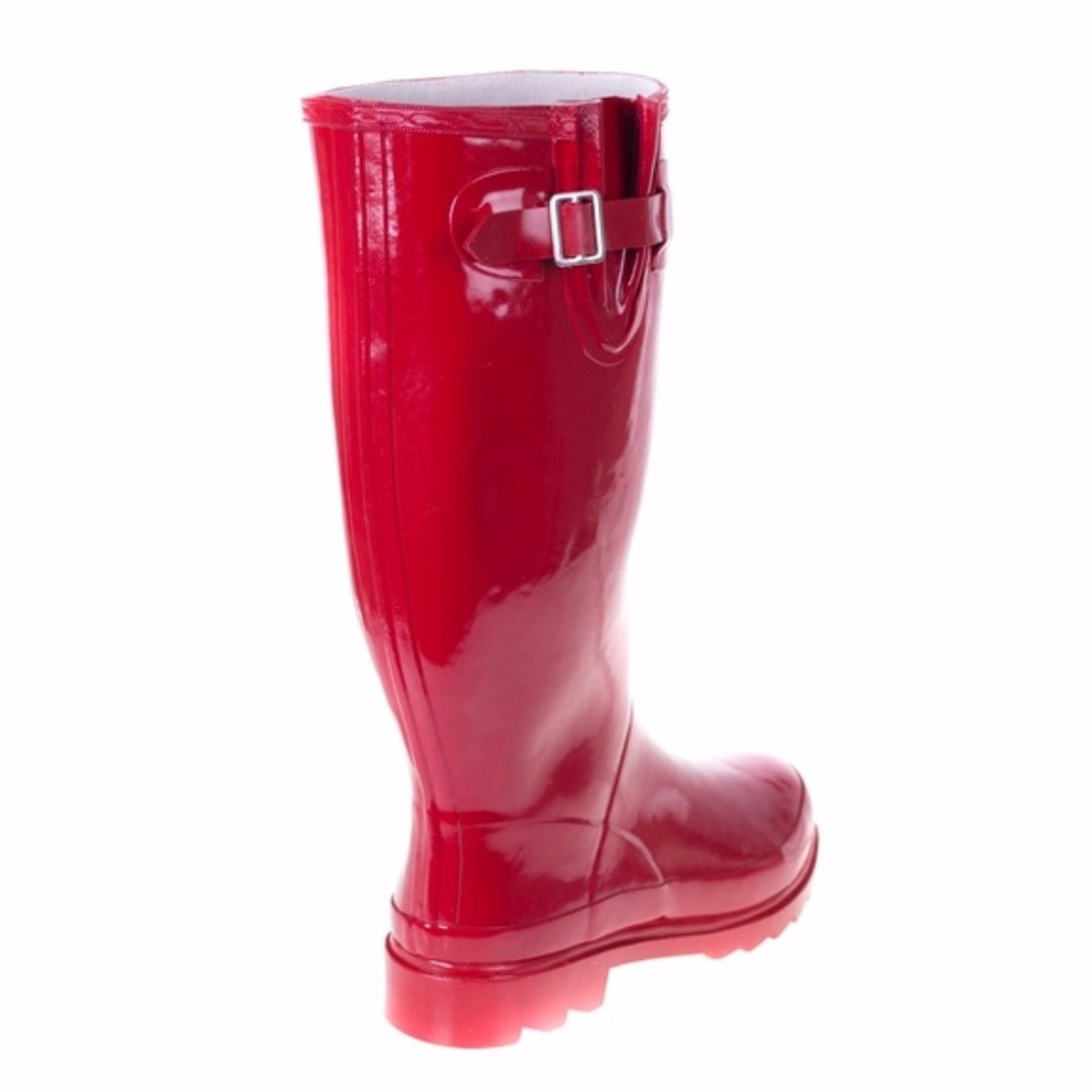 Women's Rain Boots, 14" Classic Red Rubber Wellies Rainboots, NEW - Picture 2 of 4