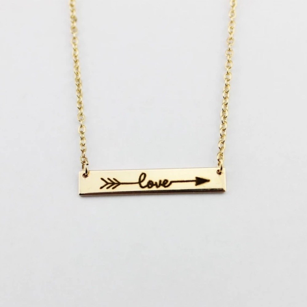 16" Love & arrow bar necklace.  LOVE wins!!