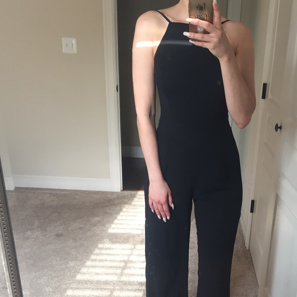 Backless halter neck jumpsuit