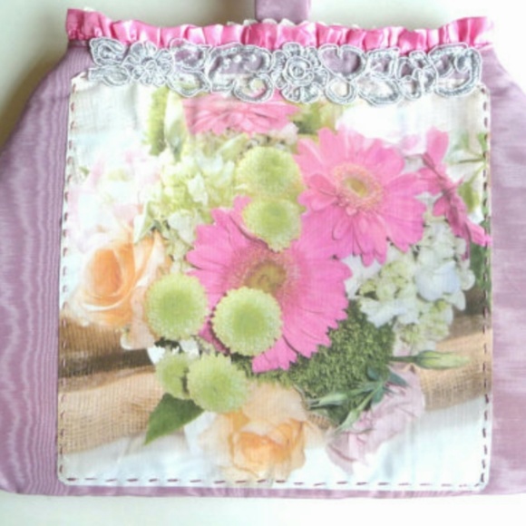 Silk Lace Floral Applique Romantic Wedding Bride Handle Clutch Hand Made OOAK - Picture 2 of 5