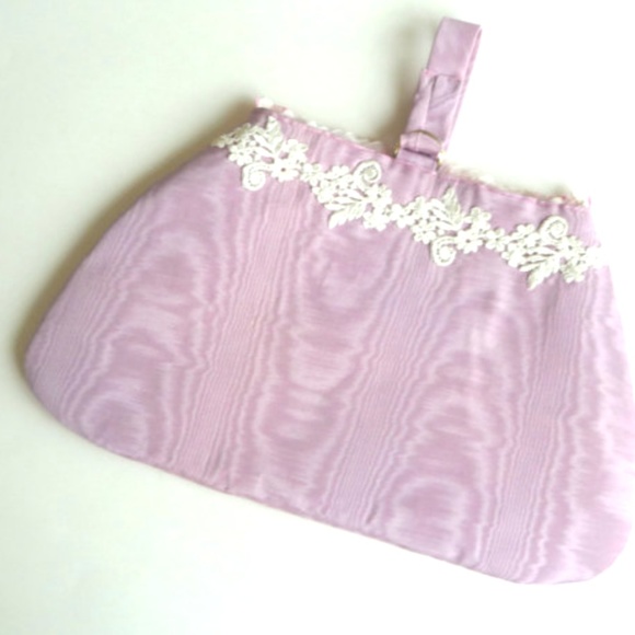 Silk Lace Floral Applique Romantic Wedding Bride Handle Clutch Hand Made OOAK - Picture 5 of 5
