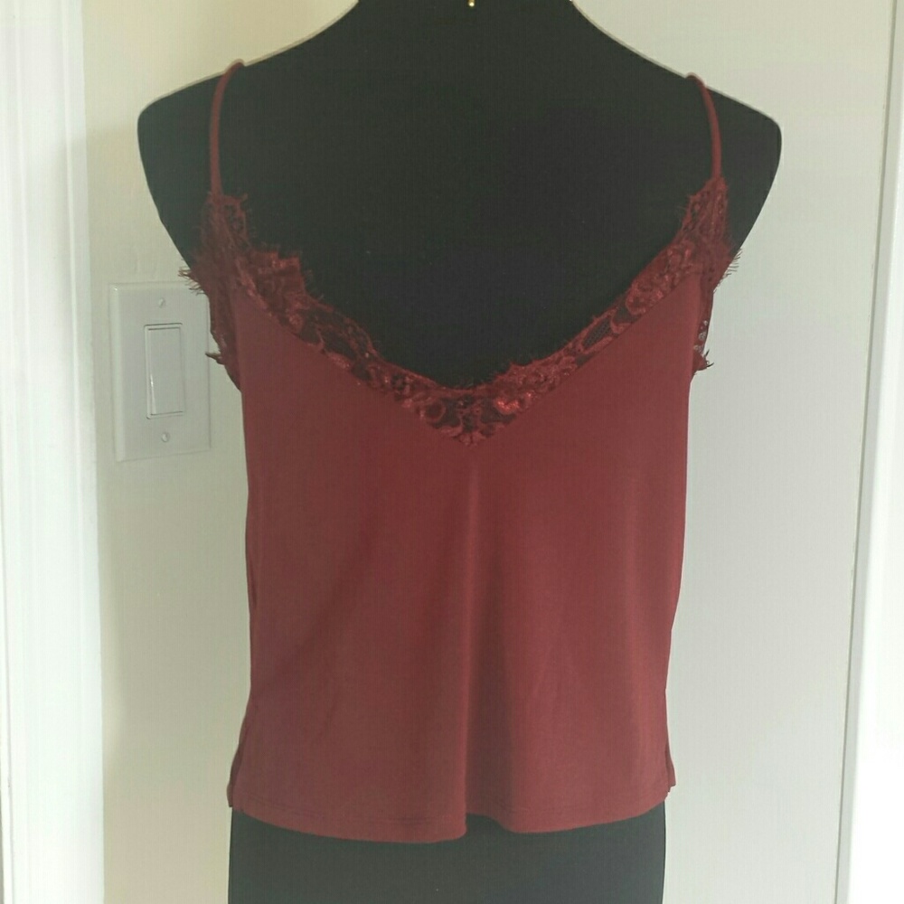 NWT Silky Velvety Lace Trim Loose Flowy Tank Top - Picture 5 of 5