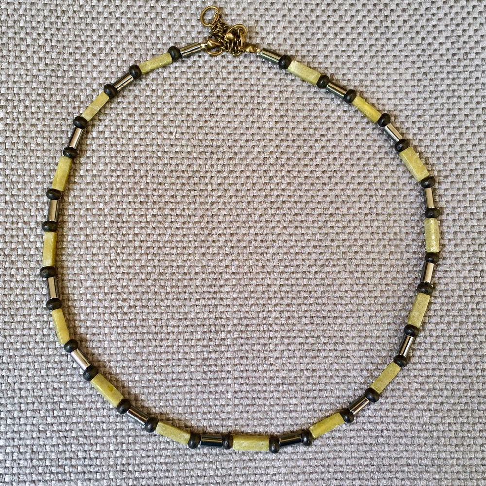 Handmade men's new jade & hematite tribal necklace