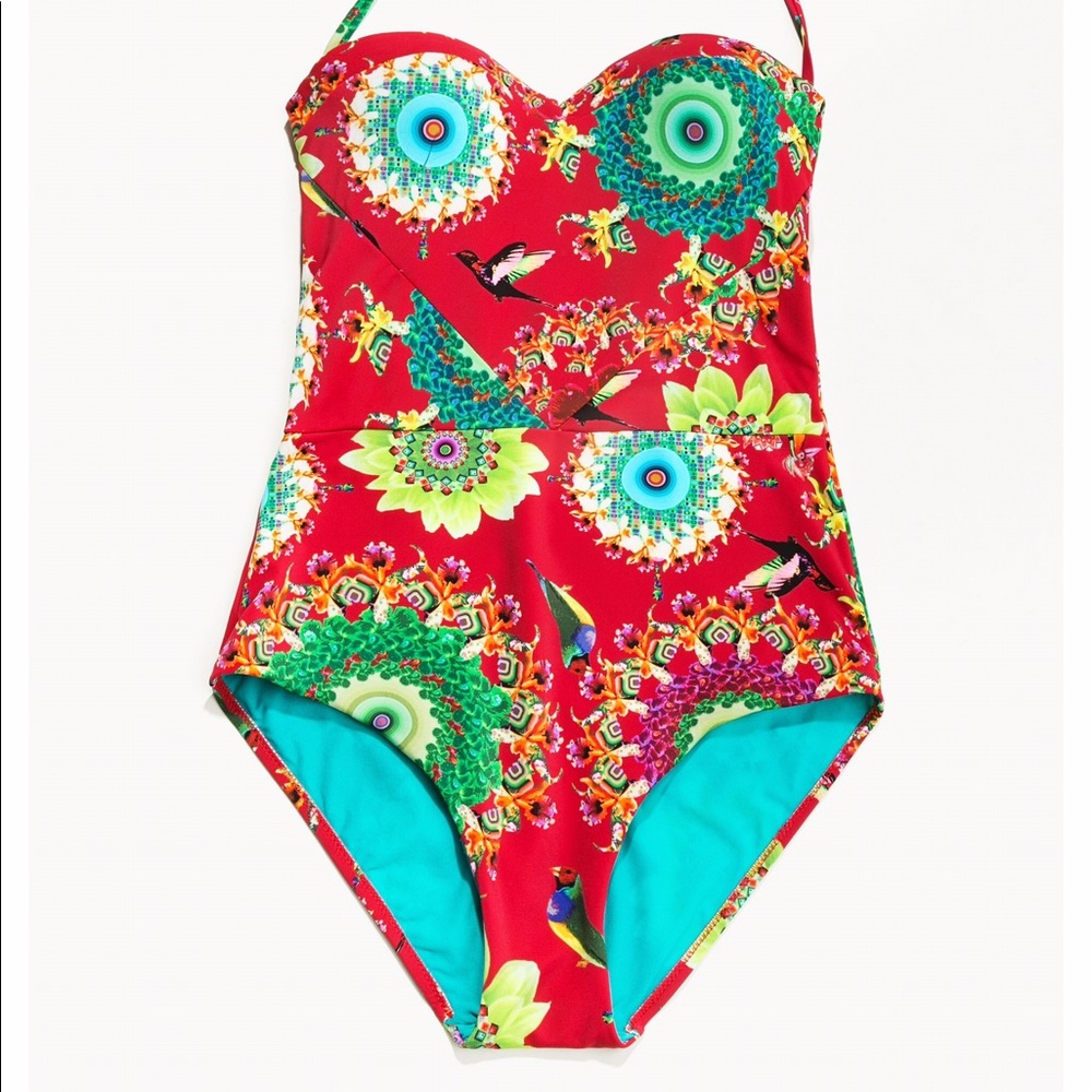 Red one piece swimsuit