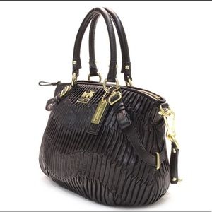 Coach Madison Gathered Leather Sophia Black Tote