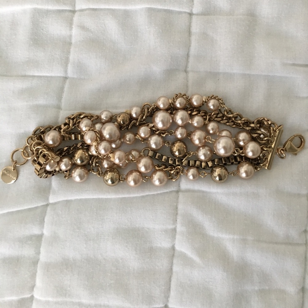 Stella and Dot Gold and Pearl Bracelet