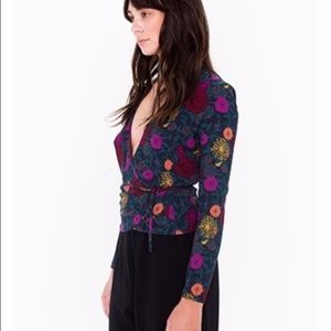American apparel floral wrap shirt- NWOT