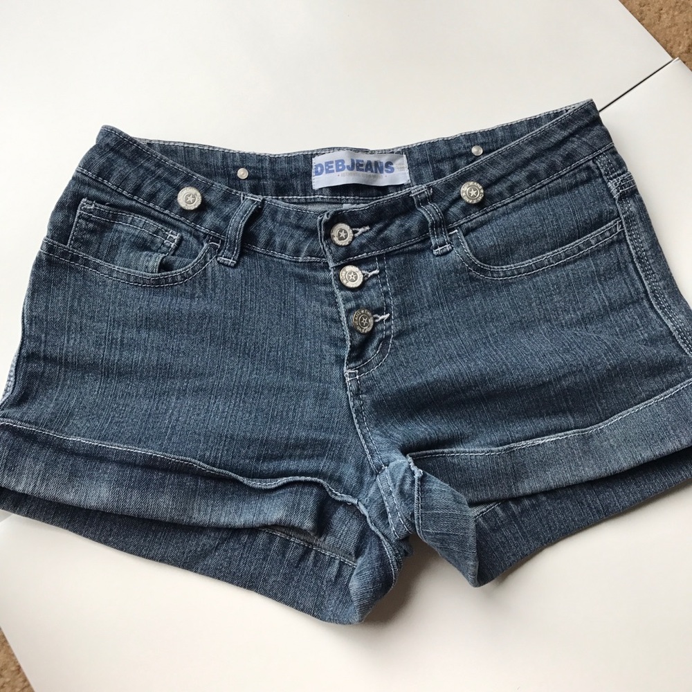 3 button jean shorts