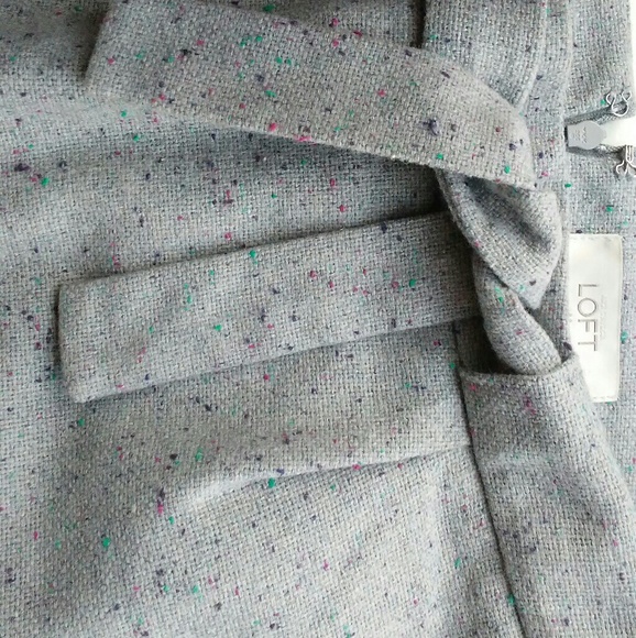 Ann Taylor Loft Light Grey Speckled Tie Frnt Skirt - Picture 2 of 4
