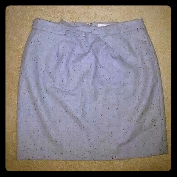Ann Taylor Loft Light Grey Speckled Tie Frnt Skirt - Picture 3 of 4
