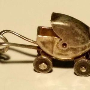 VINTAGE 1940'S STERLING 3D BABY STROLLER CHARM
