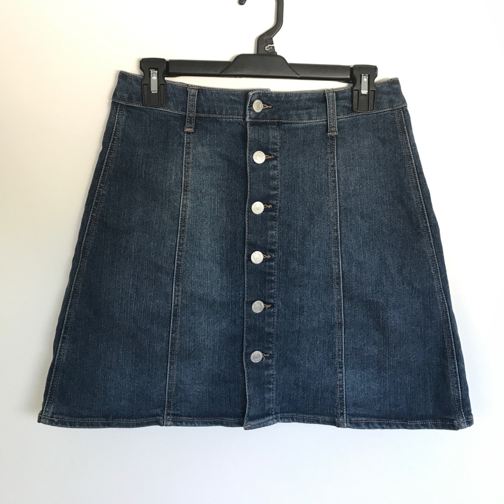 Button down denim skirt