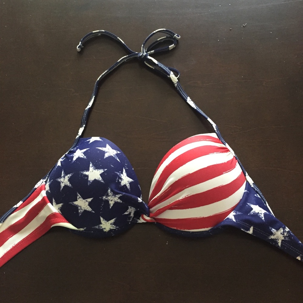 American flag bikini top. Size large