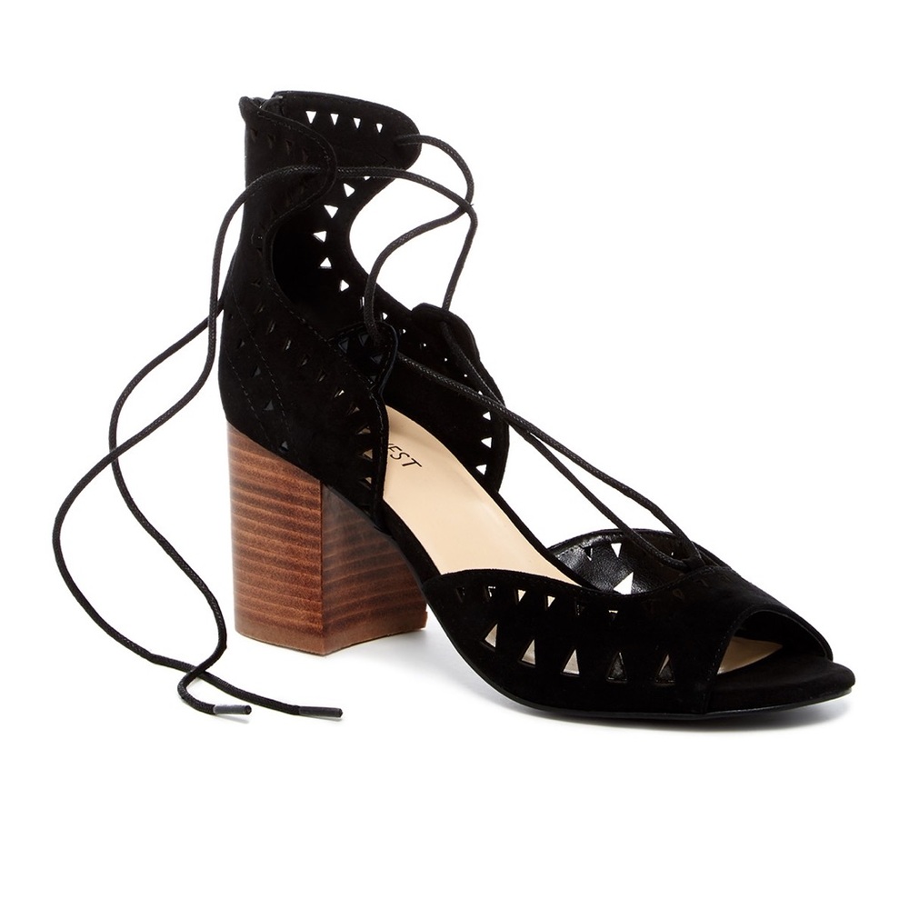 NW Ghillie D'Orsay Stacked Heel Sandal Suede 8.5