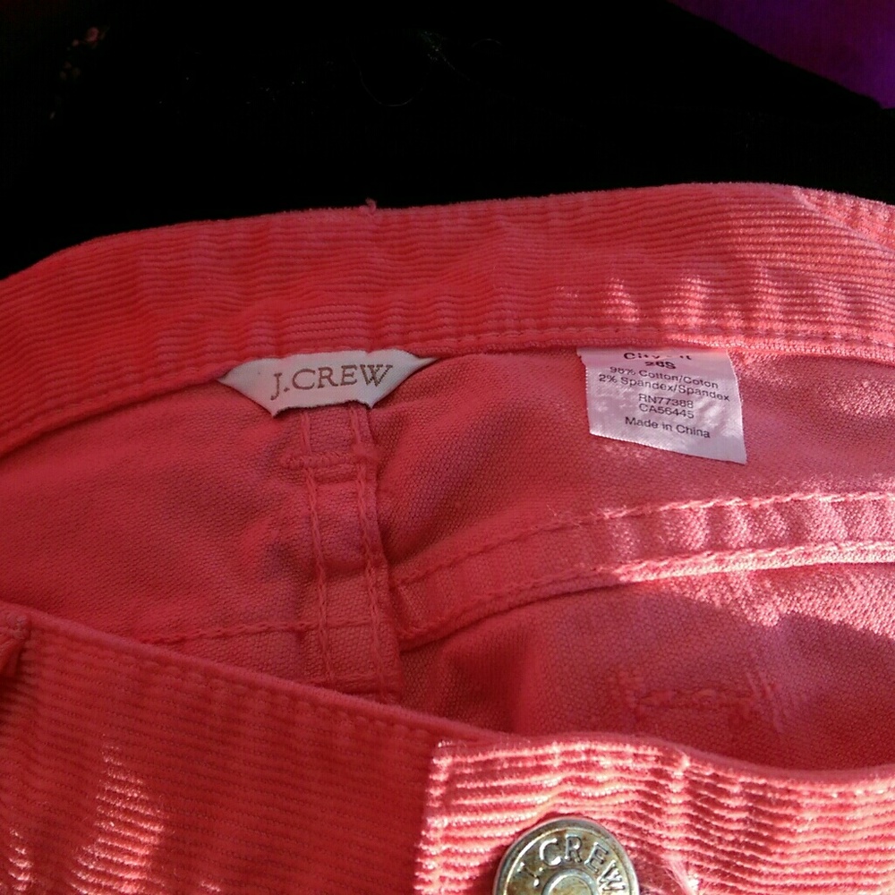 Coral corduroy summer weight skinny jeans J crew