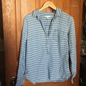 J. crew size 6 stripe chambray popover