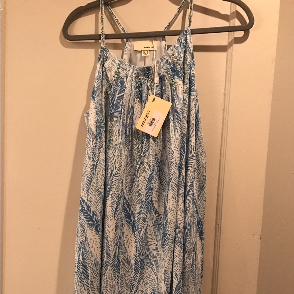 Thekorner blue beaded swing dress