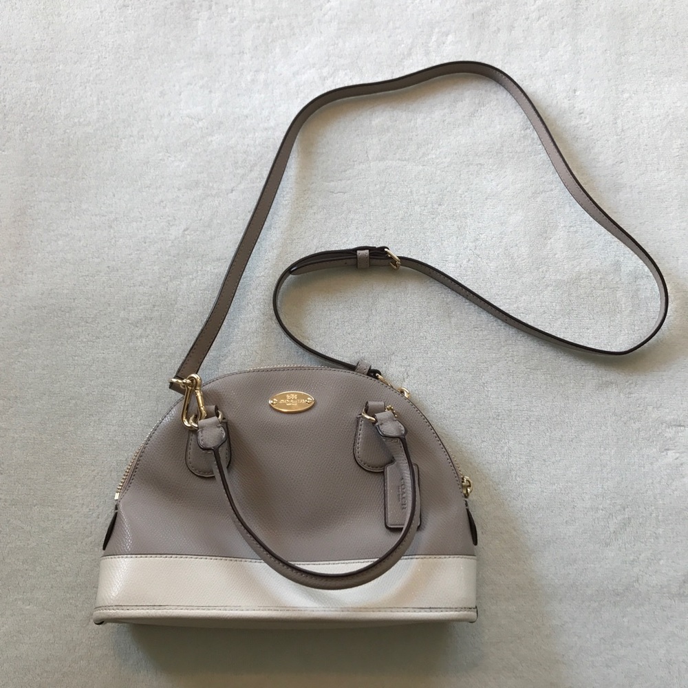 Coach Mini Cora Domed Satchel, Gray/White