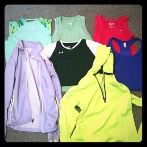 Assorted workout shirts/jackets