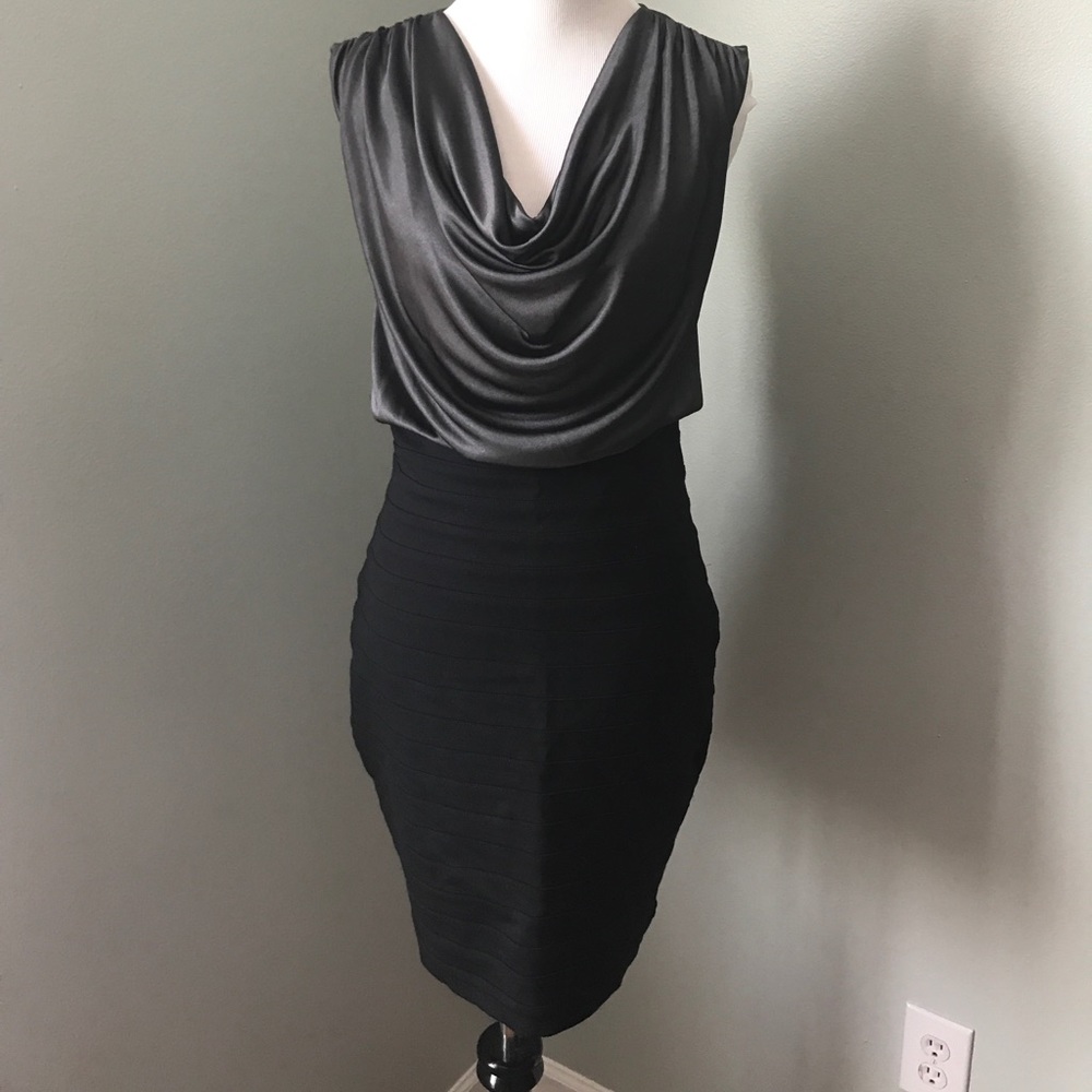 Silk top with stretch bottom dress