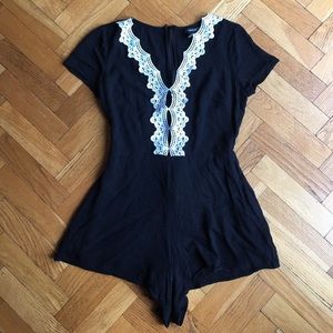 Forever 21 black romper with white lace