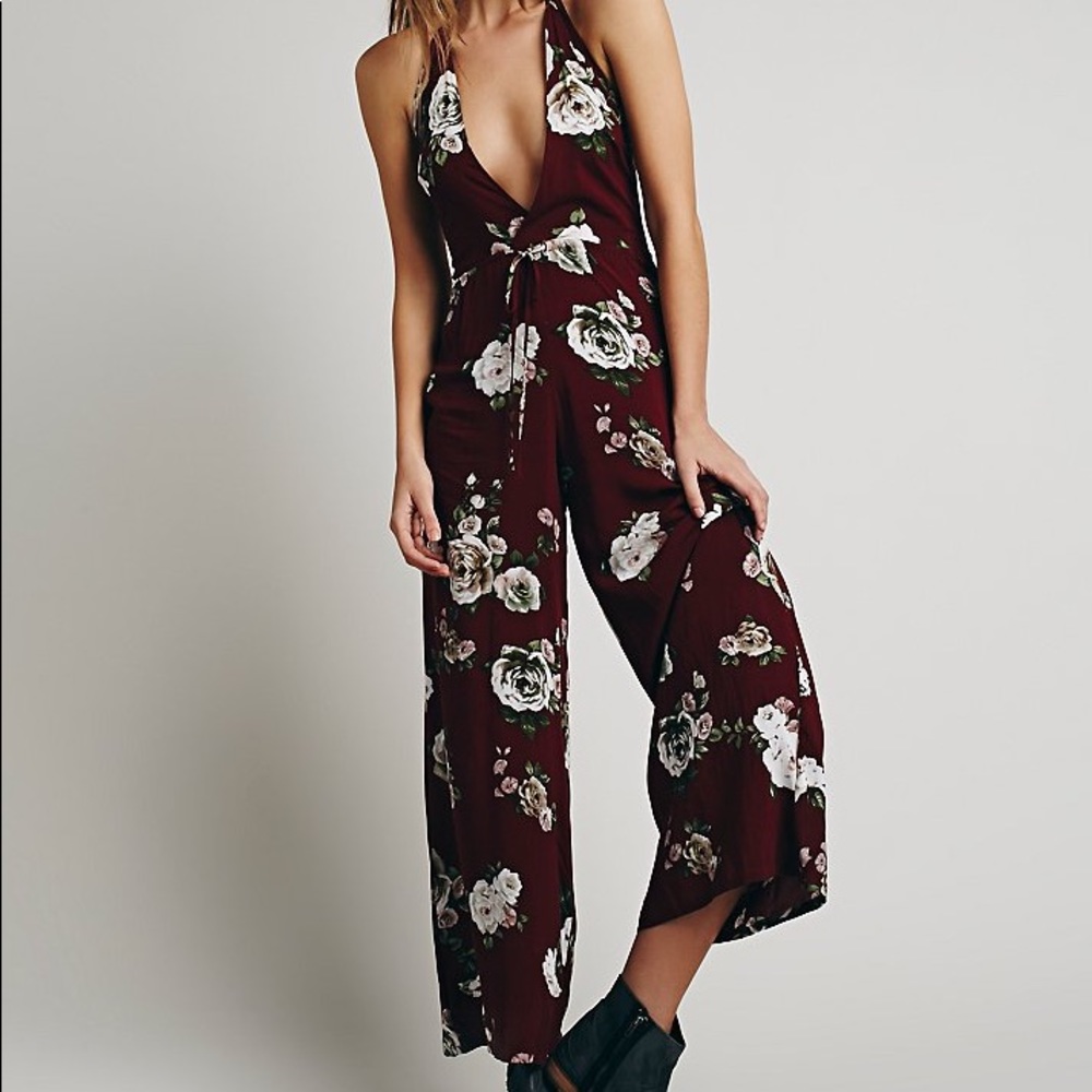Free People x love project Floral Halter Jumpsuit