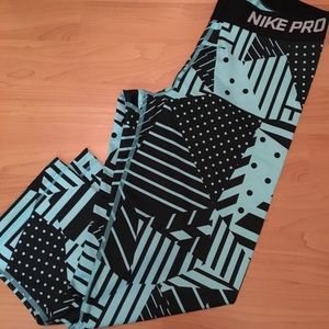 Medium Nike Pro Leggings Black and Blue