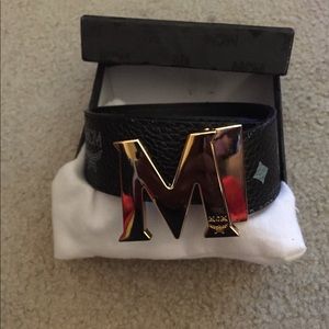 Authentic MCM Black Belt with Gold Buckle