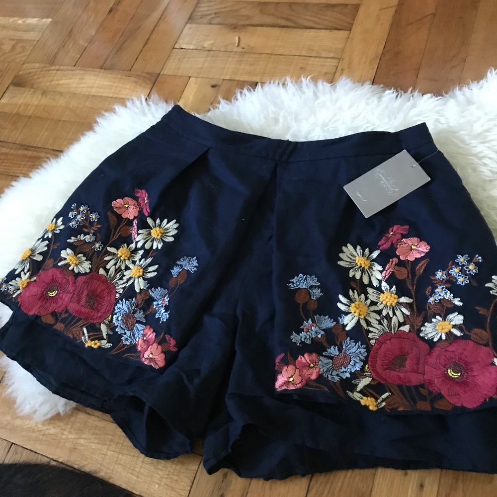 Anthropologie embroidered skort