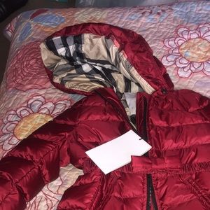 Burberry Baby Child Crimson Red Puffer Coat