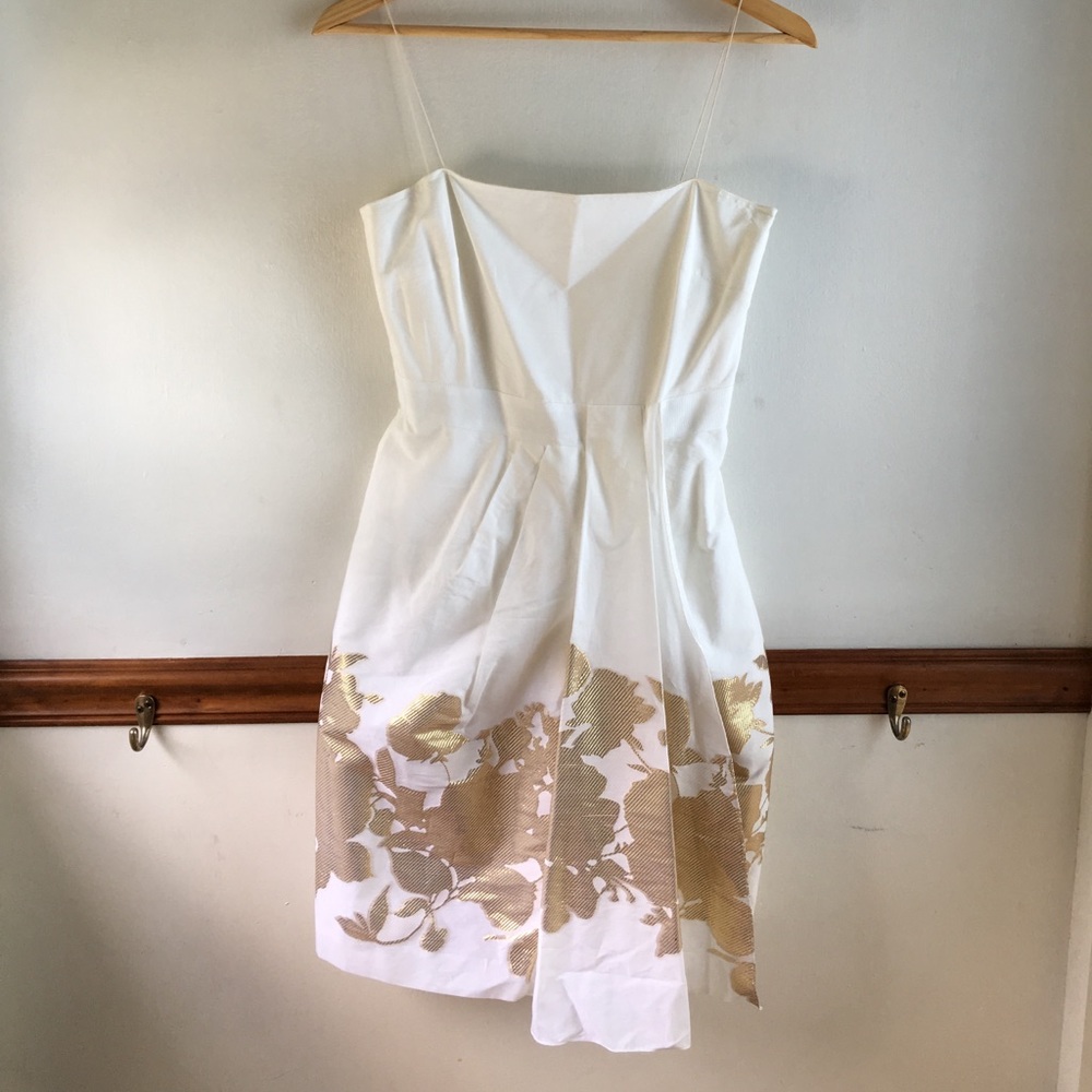 Elie Tahari Katey Dress White/Gold, Size 2
