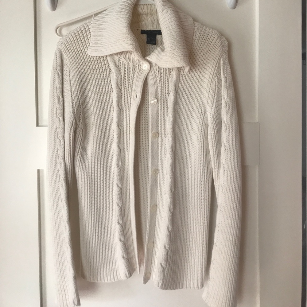 High neck hit folds over knit sweater