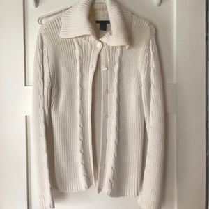 High neck hit folds over knit sweater