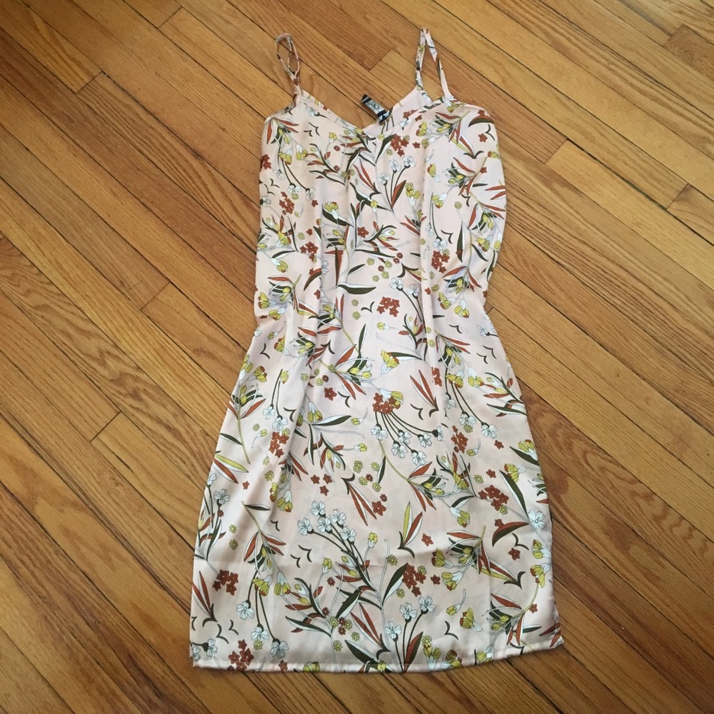 Satin floral slip dress
