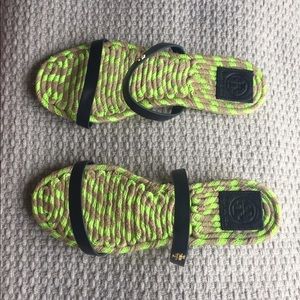 Tory burch two-band flat espadrille slide