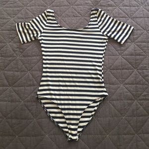 White and Navy stripped bodysuit