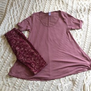LulaRoe Mauve Perfect Tee, XXS