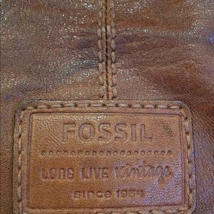 Leather Fossil Drawstring Backpack