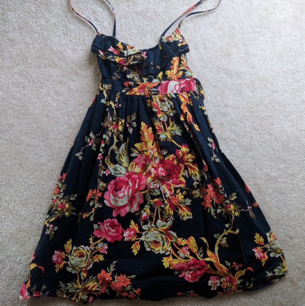 Xhiliration navy blue floral sundress