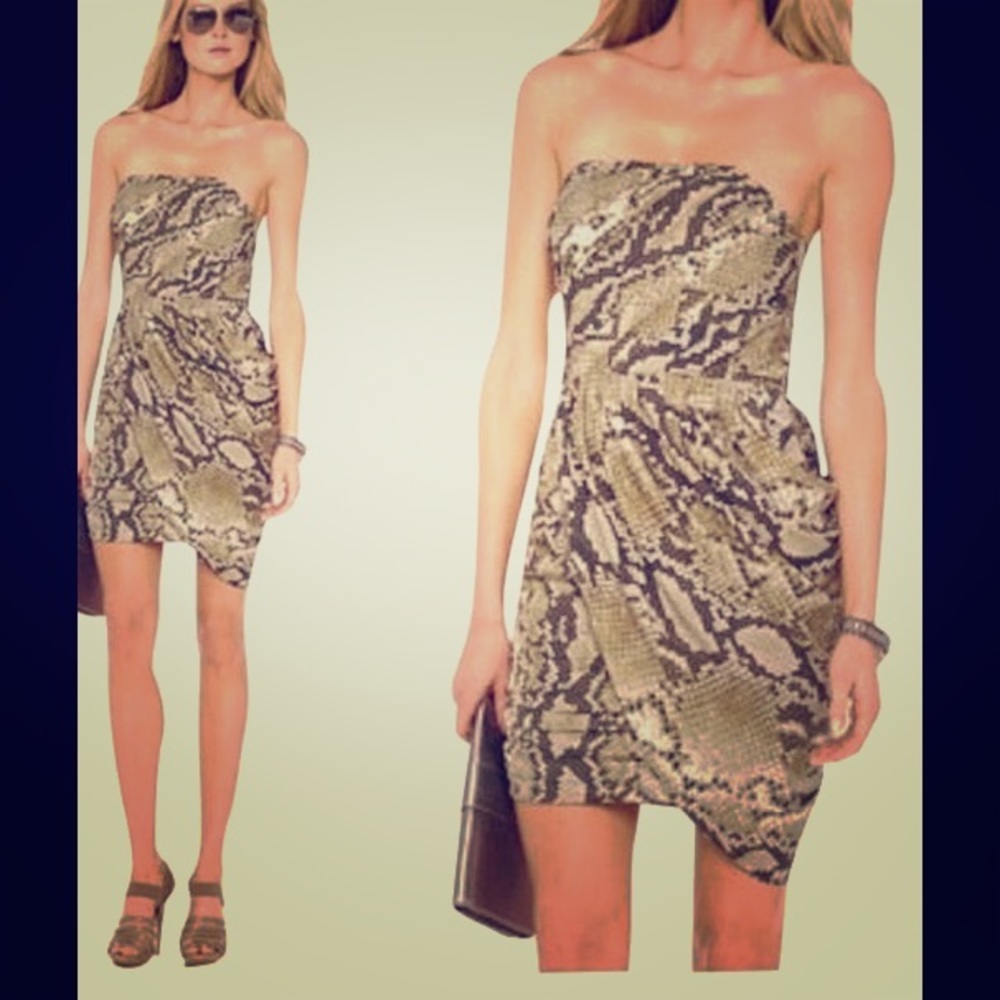 Michael Kors Snake Print Strapless Mini Dress