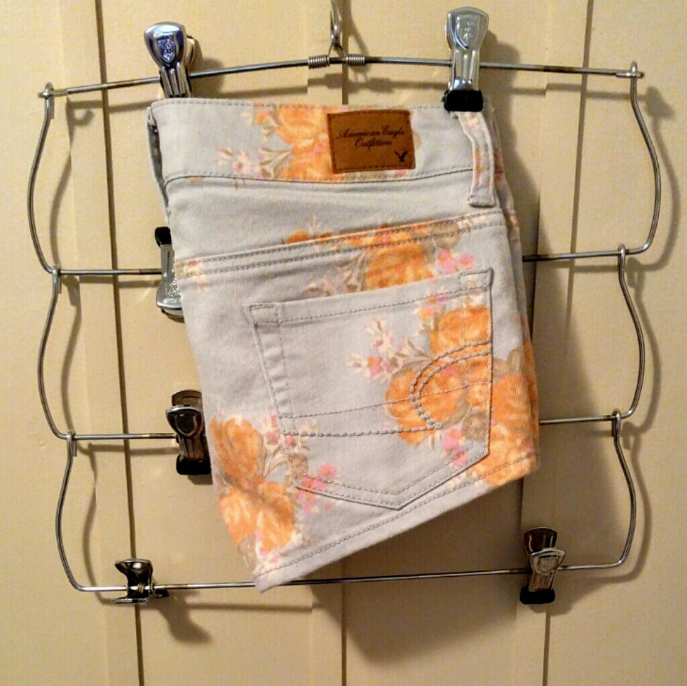 American Eagle Floral Shortie Jean Shorts