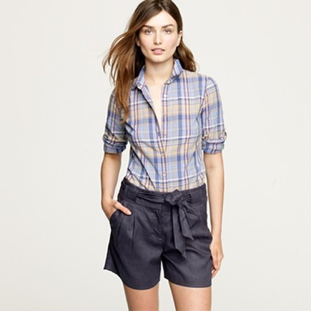 J. Crew The Boy Shirt in Bluestone Plaid Size 6