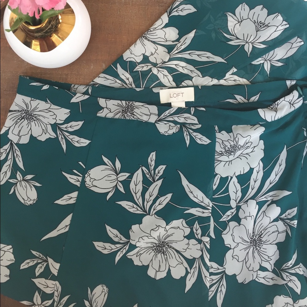 LOFT Semi-Sheer Green Floral Maxi Skirt