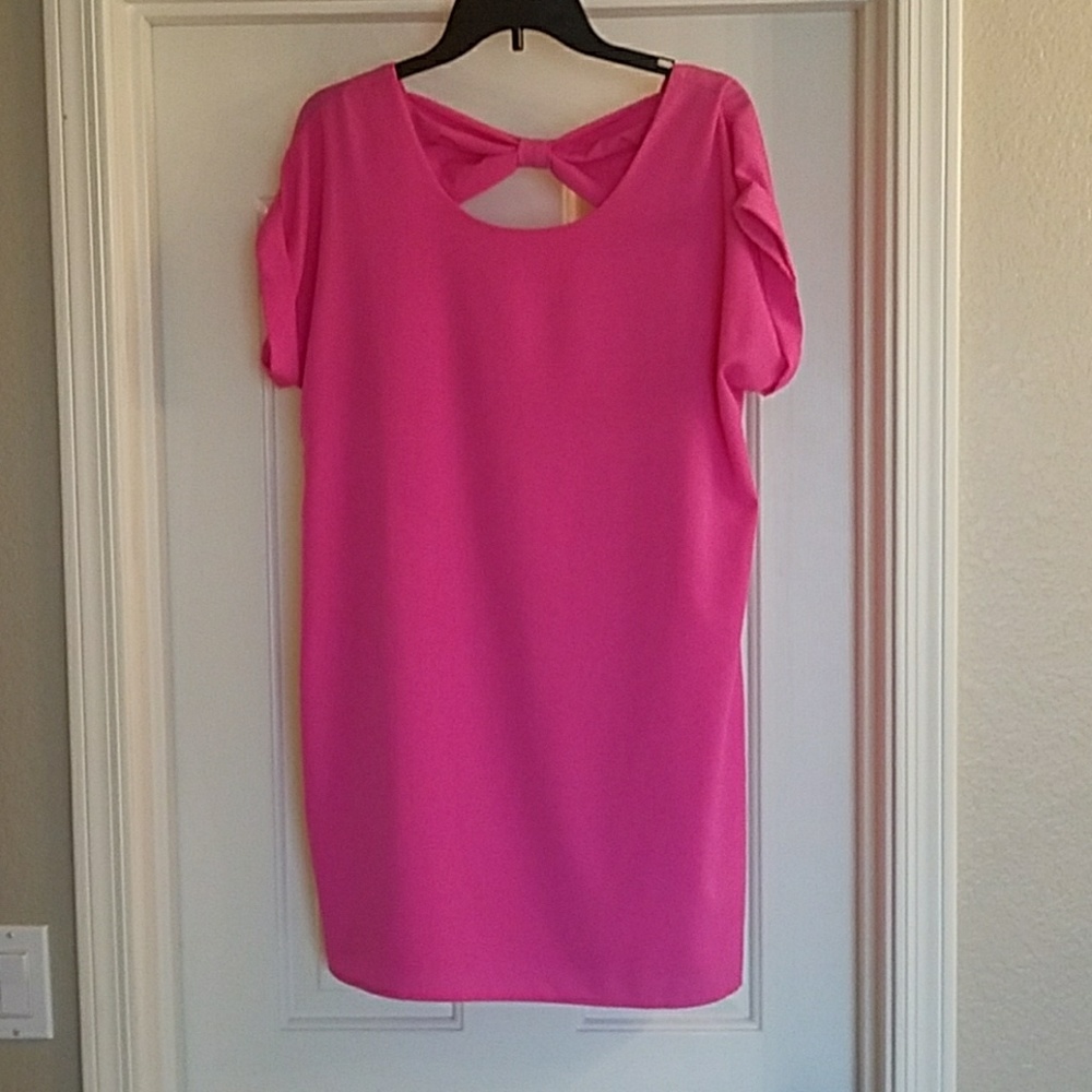 Pink Shift Dress with Bow